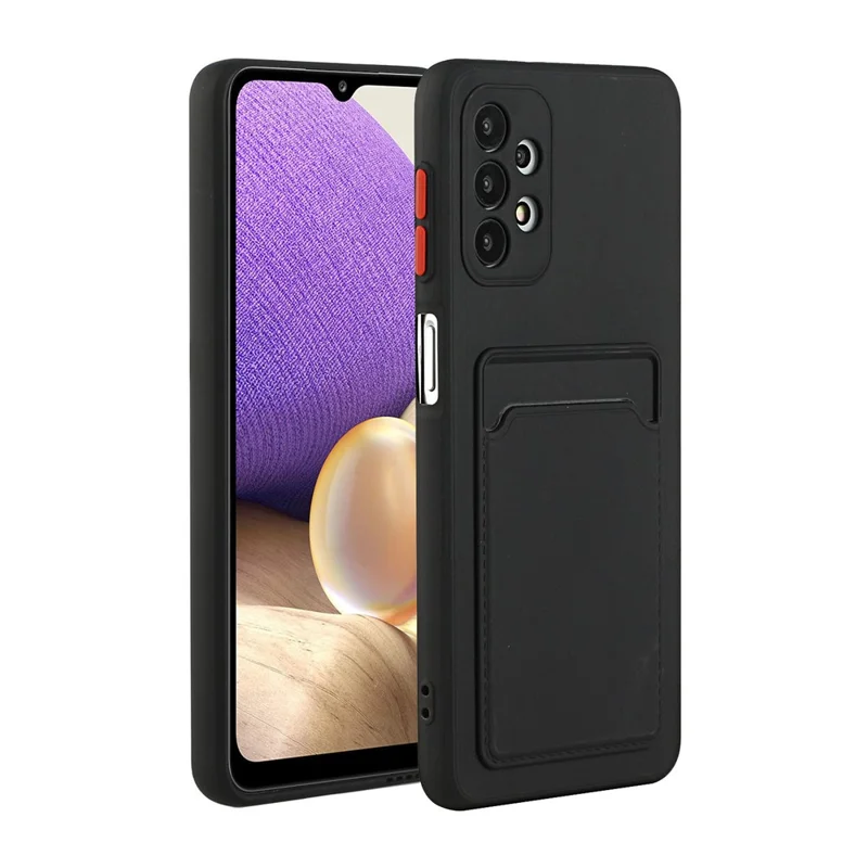 Well-Protected Flexible TPU Phone Case with Card Holder Cover for Samsung Galaxy A32 5G/M32 5G - Black