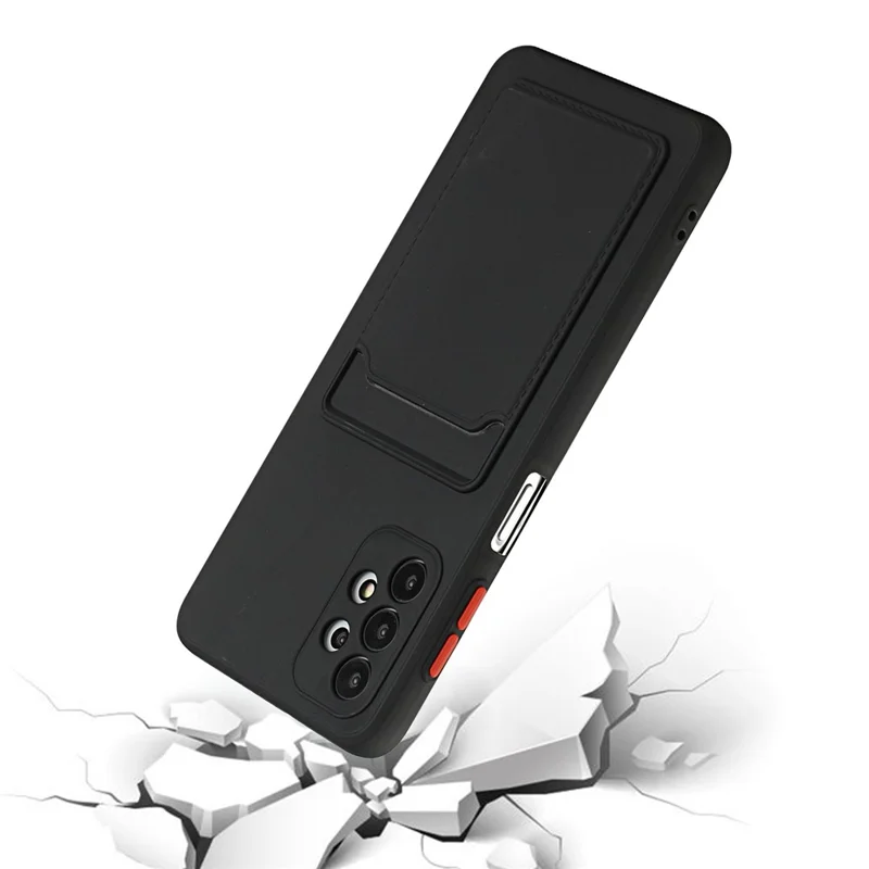 Well-Protected Flexible TPU Phone Case with Card Holder Cover for Samsung Galaxy A32 5G/M32 5G - Black