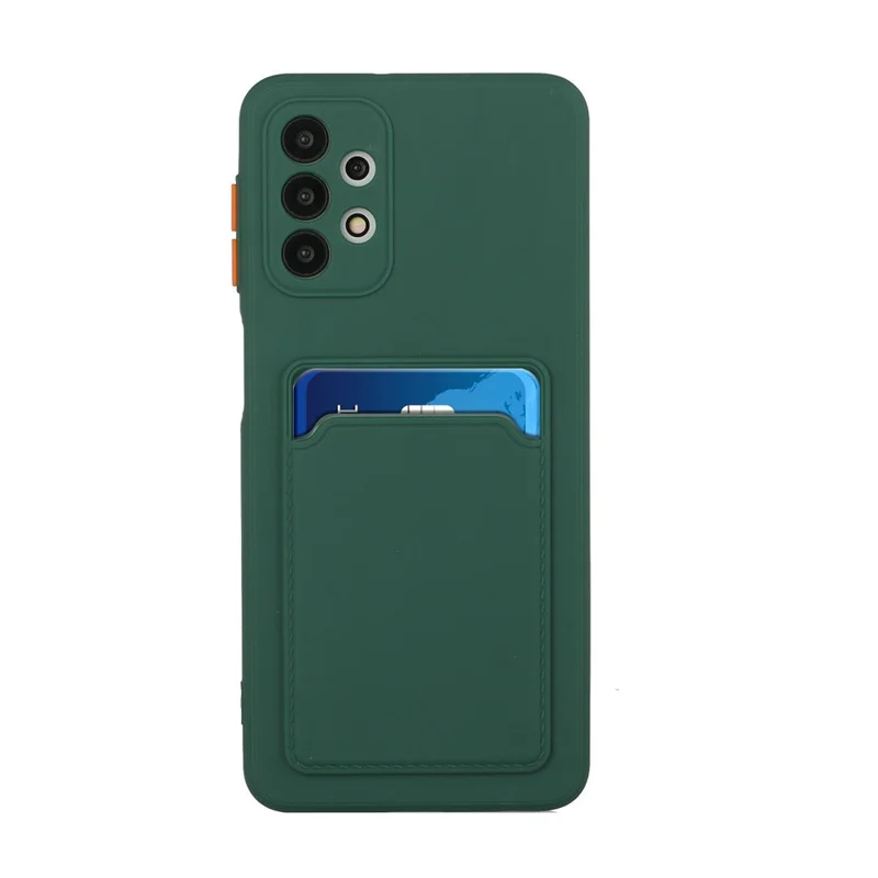 Well-Protected Soft TPU Phone Case with Card Holder Cover for Samsung Galaxy A52 4G/5G / A52s 5G - Dark Green