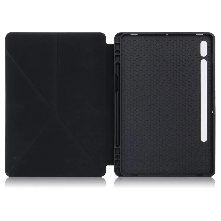 Origami Stand Strong Magnet Leather Smart Case mit Stiftfach für Samsung Galaxy Tab S7 T870 T875/Tab S8 - Schwarz