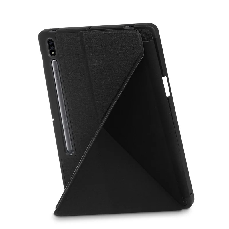 Origami Stand Forte Cassa Intelligente In Pelle Magnetica Con Slot A Penna Per Samsung Galaxy Tab S7 T870 T875 / Tab S8 - Nero