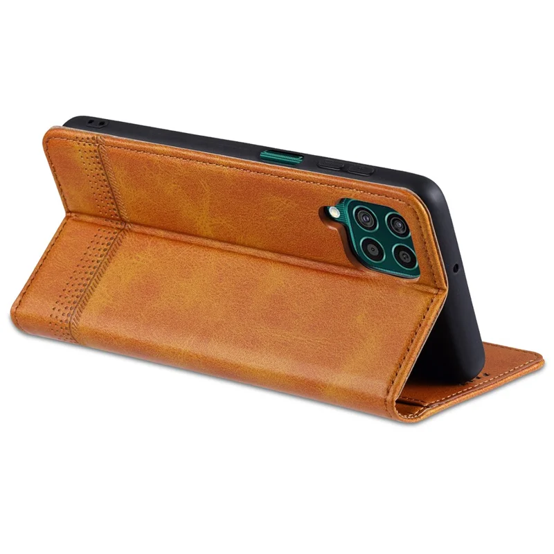 AZNS Wallet Design Auto-absorbed Magnet Well-Protected Leather Stand Mobile Shell Case for Samsung Galaxy F62/M62 - Green