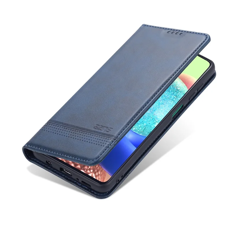 AZNS Wallet Design Auto-absorbed Magnet Well-Protected Leather Stand Mobile Shell Case for Samsung Galaxy F62/M62 - Blue