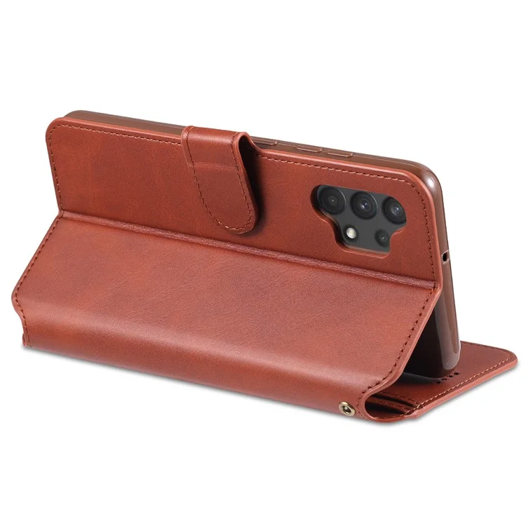 AZNS Wallet Design Leather Shell Phone Stand Cover Case per Samsung Galaxy A32 4G - Rosso