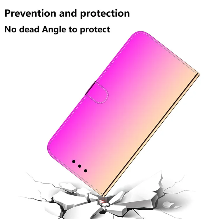 Well-Protected Wallet Stand Design Mirror-like Surface Leather Case with Wrist Strap for Samsung Galaxy A32 4G (EU Version) - Rose