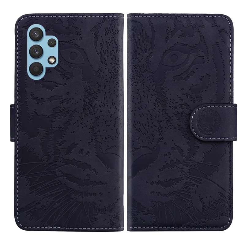 Imprinted Tiger Pattern Leather Wallet Cover Case with Stand for Samsung Galaxy A32 4G (EU Version) - Black