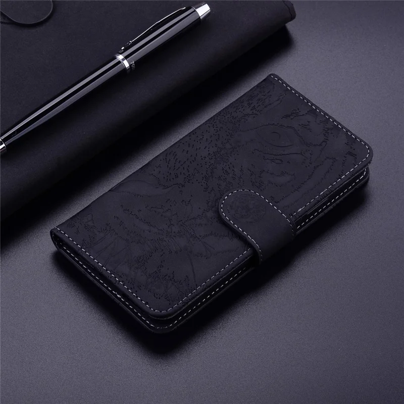 Imprinted Tiger Pattern Leather Wallet Cover Case with Stand for Samsung Galaxy A32 4G (EU Version) - Black