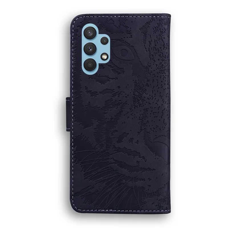 Imprinted Tiger Pattern Leather Wallet Cover Case with Stand for Samsung Galaxy A32 4G (EU Version) - Black