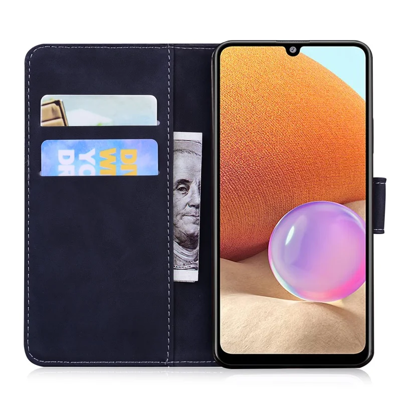 Imprinted Tiger Pattern Leather Wallet Cover Case with Stand for Samsung Galaxy A32 4G (EU Version) - Black