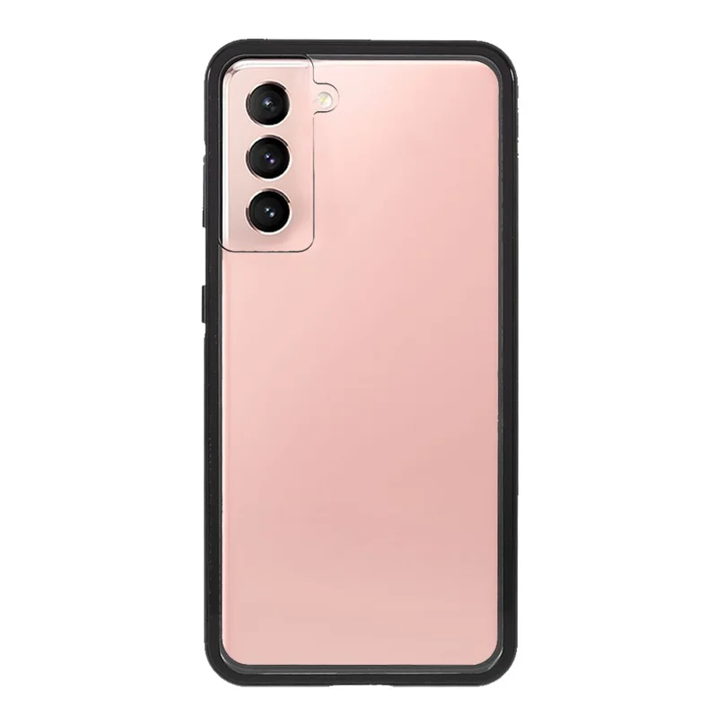 Vollkörperschutzhülle für Samsung Galaxy S21 5G / 4G, magnetische Panzerglas-Hülle, doppelseitig – Schwarz