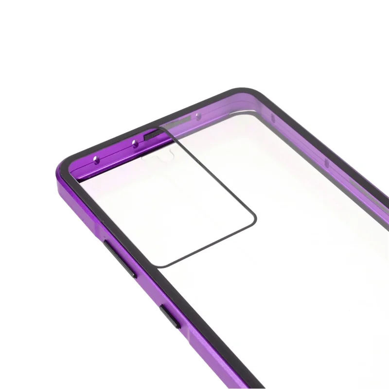 For Samsung Galaxy S21 Ultra 5G Full Body Case Magnetic Tempered Glass Double-Sided Phone Case - Purple