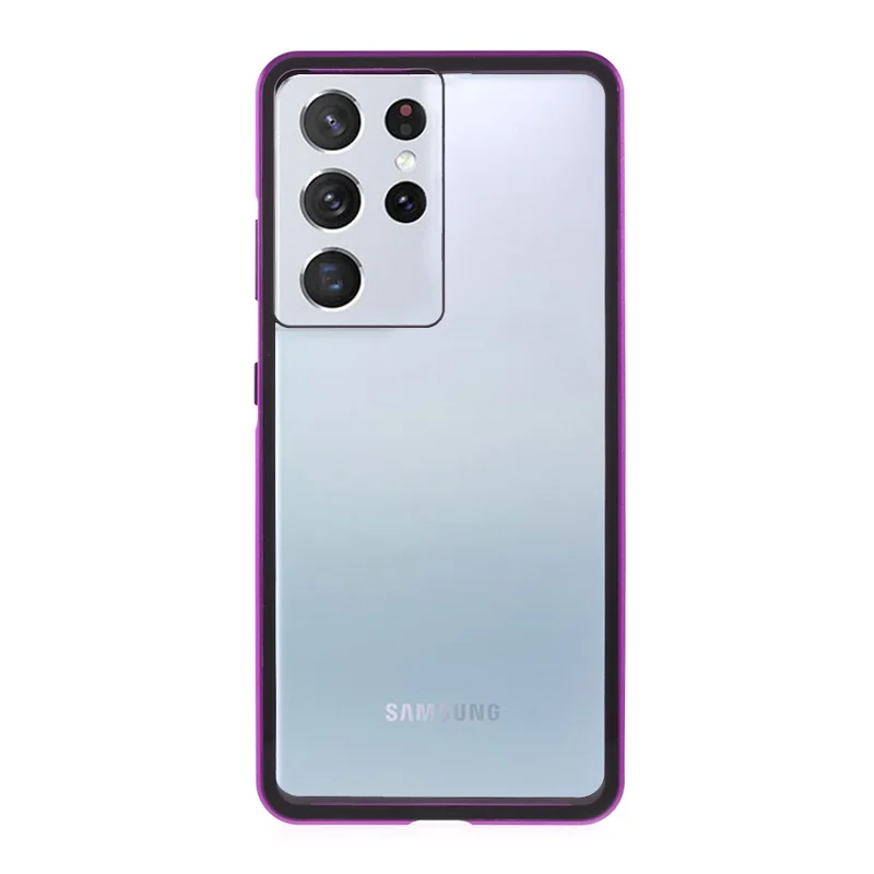 For Samsung Galaxy S21 Ultra 5G Full Body Case Magnetic Tempered Glass Double-Sided Phone Case - Purple