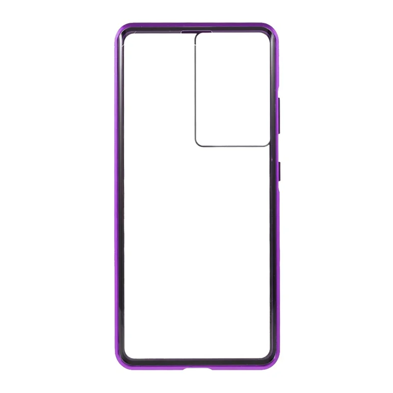 For Samsung Galaxy S21 Ultra 5G Full Body Case Magnetic Tempered Glass Double-Sided Phone Case - Purple