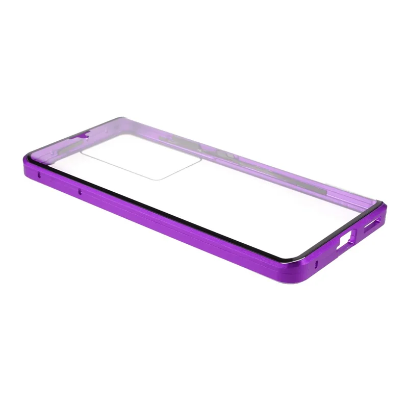 For Samsung Galaxy S21 Ultra 5G Full Body Case Magnetic Tempered Glass Double-Sided Phone Case - Purple