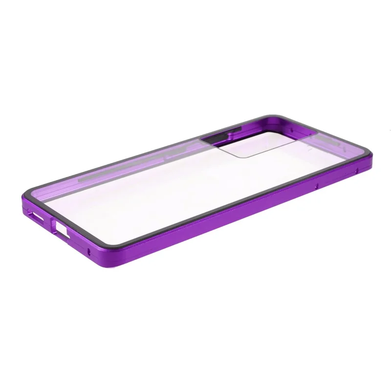 For Samsung Galaxy S21 Ultra 5G Full Body Case Magnetic Tempered Glass Double-Sided Phone Case - Purple