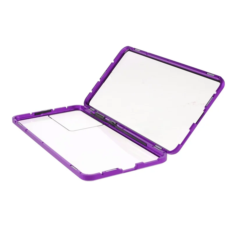 For Samsung Galaxy S21 Ultra 5G Full Body Case Magnetic Tempered Glass Double-Sided Phone Case - Purple