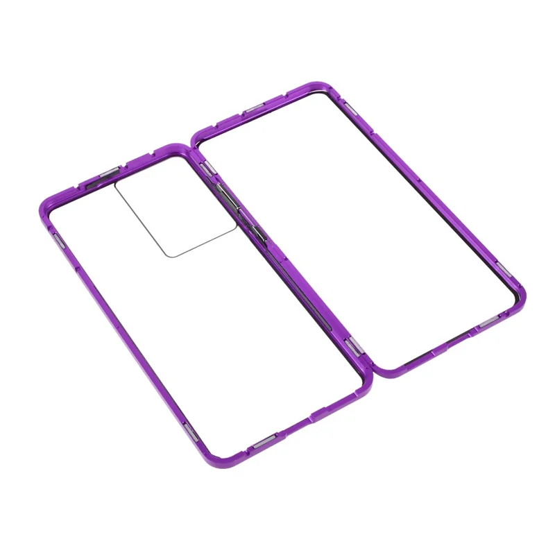 For Samsung Galaxy S21 Ultra 5G Full Body Case Magnetic Tempered Glass Double-Sided Phone Case - Purple