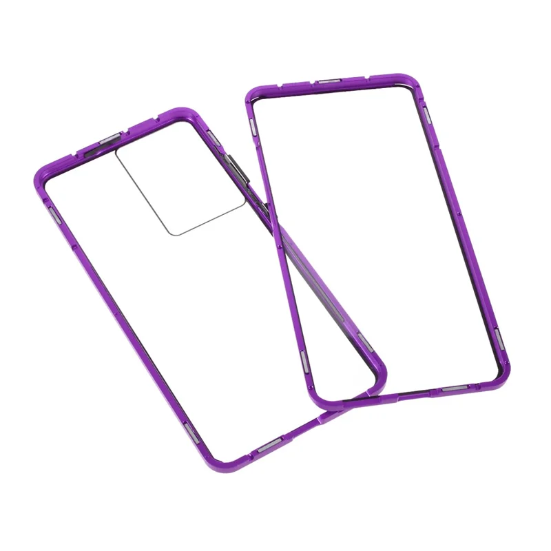 For Samsung Galaxy S21 Ultra 5G Full Body Case Magnetic Tempered Glass Double-Sided Phone Case - Purple