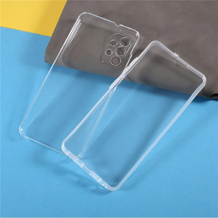 Capa Protetora Híbrida de PET na Parte Frontal + Armação de TPU + Painel Traseiro Acrílico Transparente de Cobertura Total para Samsung Galaxy A32 4G