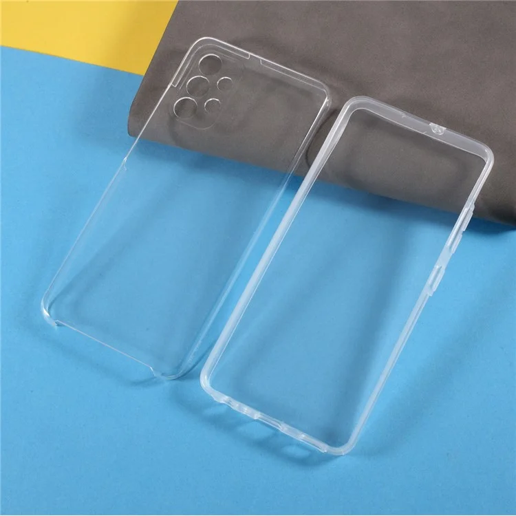 Capa Protetora Híbrida de PET na Parte Frontal + Armação de TPU + Painel Traseiro Acrílico Transparente de Cobertura Total para Samsung Galaxy A32 4G