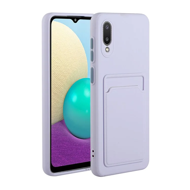 Мягкая Крышка Телефона TPU с Держателем Карты Для Samsung Galaxy M02 / A02 - Светло-фиолетовый