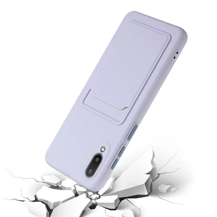 Мягкая Крышка Телефона TPU с Держателем Карты Для Samsung Galaxy M02 / A02 - Светло-фиолетовый