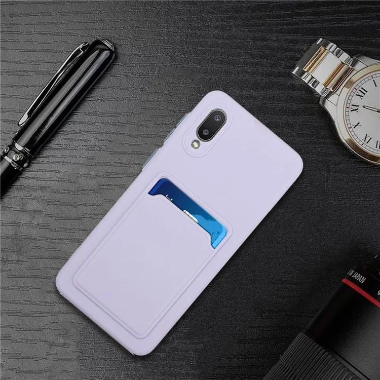 Мягкая Крышка Телефона TPU с Держателем Карты Для Samsung Galaxy M02 / A02 - Светло-фиолетовый