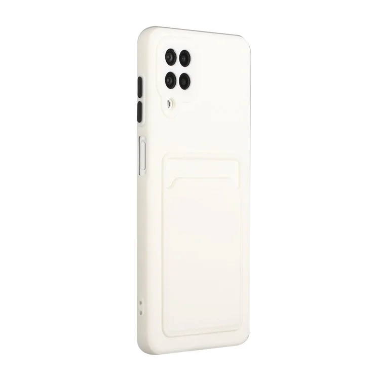 Soft TPU Phone Protection Case Cover with Card Holder for Samsung Galaxy M12 / A12 - White