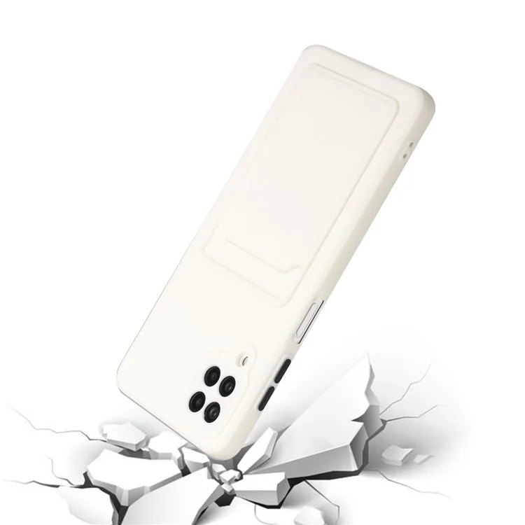 Soft TPU Phone Protection Case Cover with Card Holder for Samsung Galaxy M12 / A12 - White