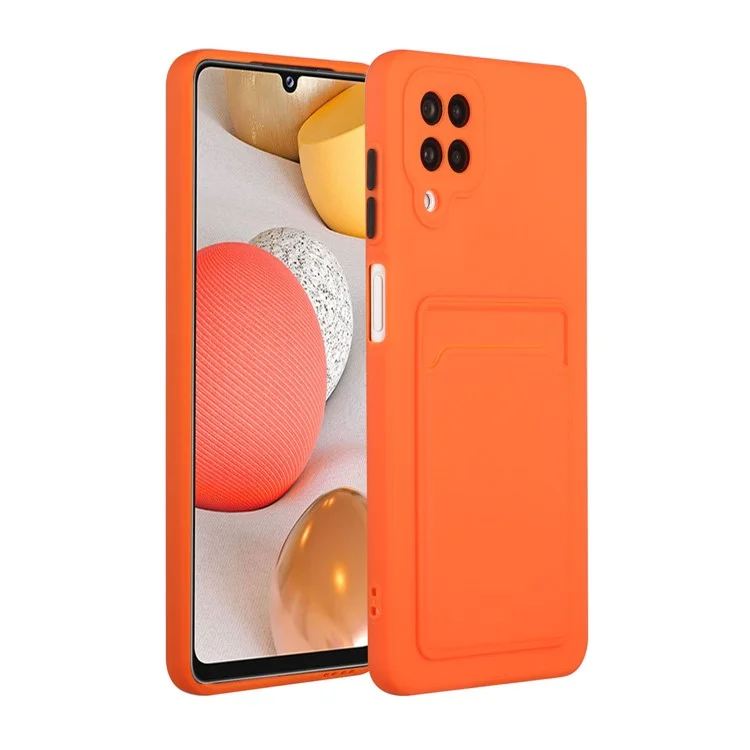 Tampa de Proteção Telefônica de TPU Mole Com Suporte Para Cartão Para Samsung Galaxy M12 / A12 - Laranja