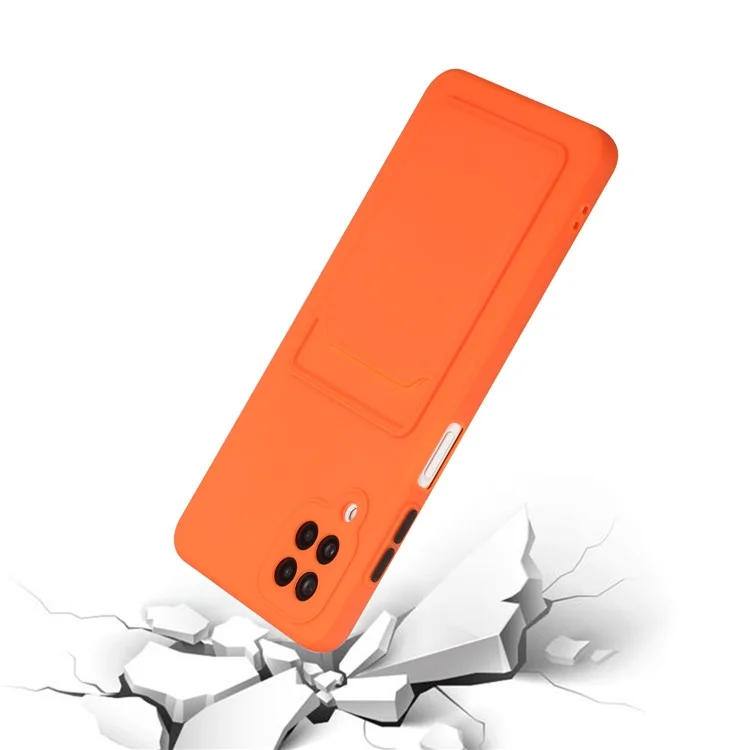 Tampa de Proteção Telefônica de TPU Mole Com Suporte Para Cartão Para Samsung Galaxy M12 / A12 - Laranja