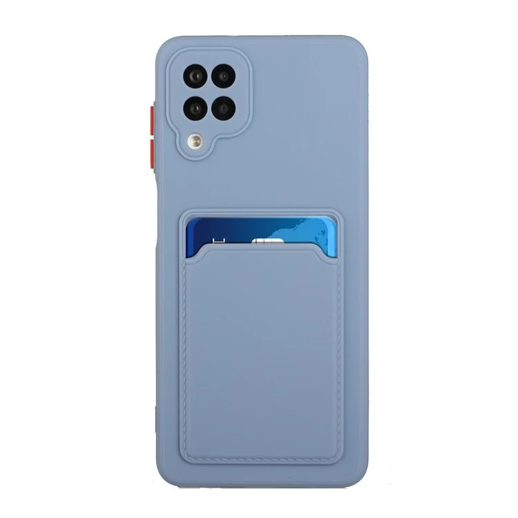 Soft TPU Phone Protection Case Cover with Card Holder for Samsung Galaxy M12 / A12 - Blue