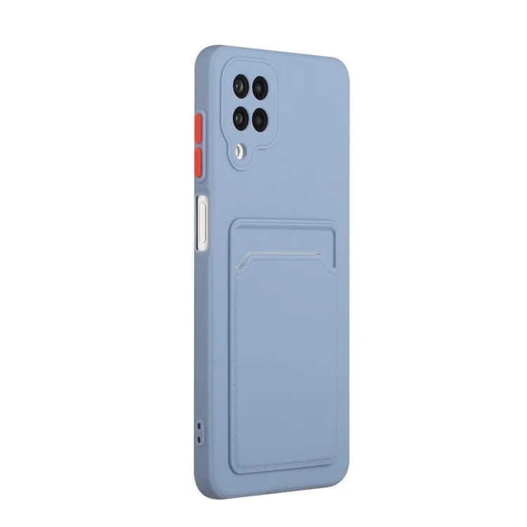 Soft TPU Phone Protection Case Cover with Card Holder for Samsung Galaxy M12 / A12 - Blue