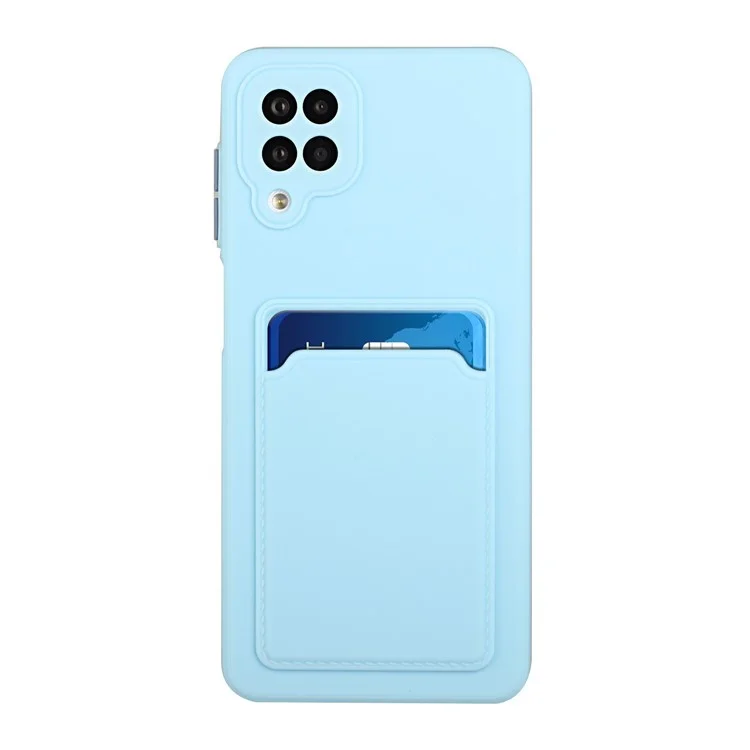 Soft TPU Phone Protection Case Cover with Card Holder for Samsung Galaxy M12 / A12 - Baby Blue