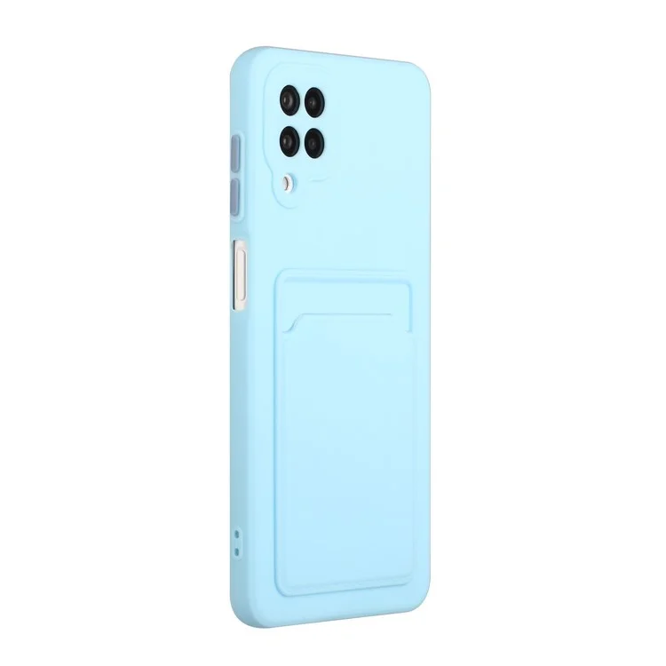 Soft TPU Phone Protection Case Cover with Card Holder for Samsung Galaxy M12 / A12 - Baby Blue