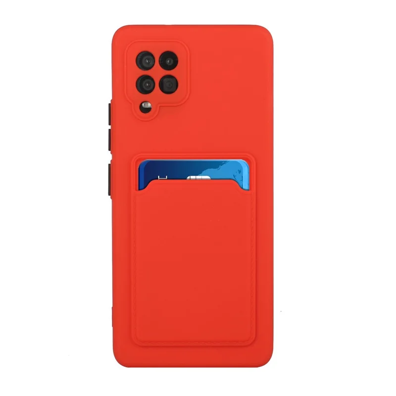 Soft TPU Phone Protection Case Cover with Card Holder for Samsung Galaxy M12 / A12 - Red