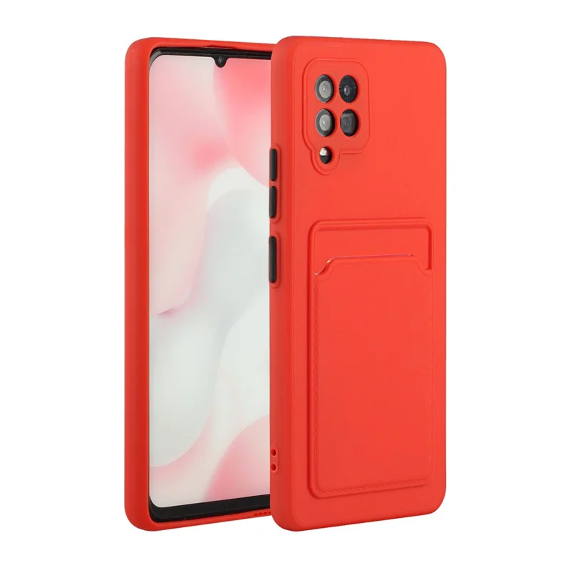 Soft TPU Phone Protection Case Cover with Card Holder for Samsung Galaxy M12 / A12 - Red