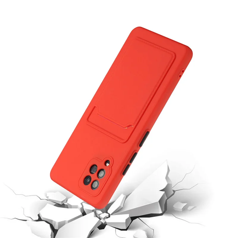 Soft TPU Phone Protection Case Cover with Card Holder for Samsung Galaxy M12 / A12 - Red