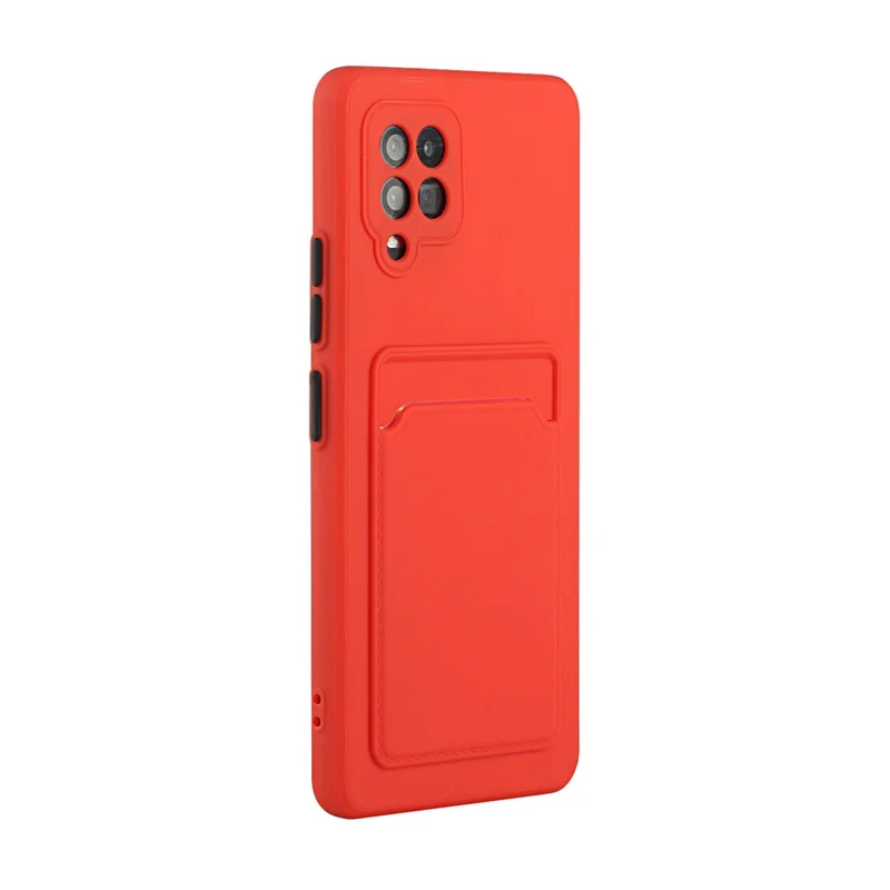 Soft TPU Phone Protection Case Cover with Card Holder for Samsung Galaxy M12 / A12 - Red