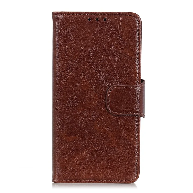 Coque en cuir fendu texturé Nappa pour Samsung Galaxy S21 FE - Marron
