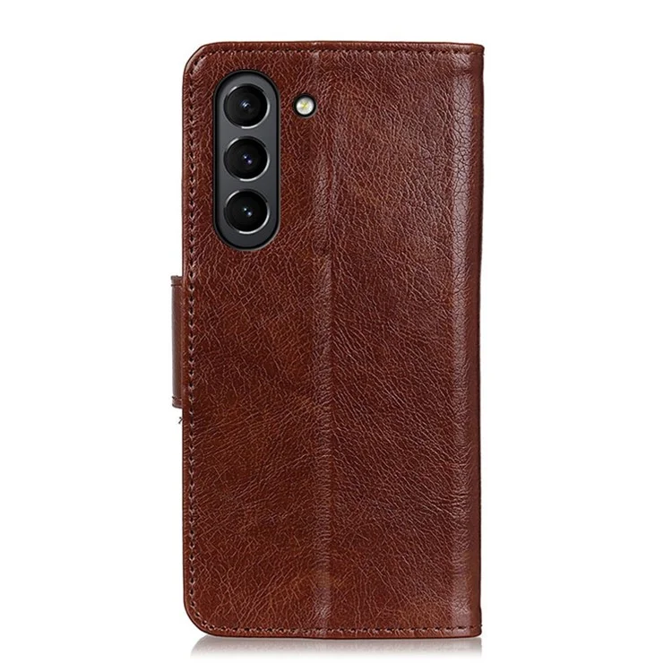 Coque en cuir fendu texturé Nappa pour Samsung Galaxy S21 FE - Marron