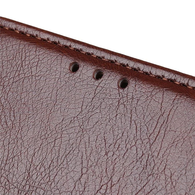 Coque en cuir fendu texturé Nappa pour Samsung Galaxy S21 FE - Marron