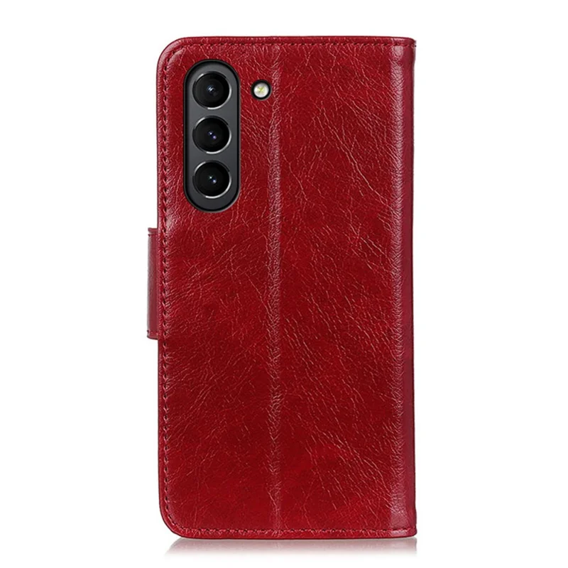 Nappa Texture Split Leather Wallet Shell Case for Samsung Galaxy S21 FE - Red