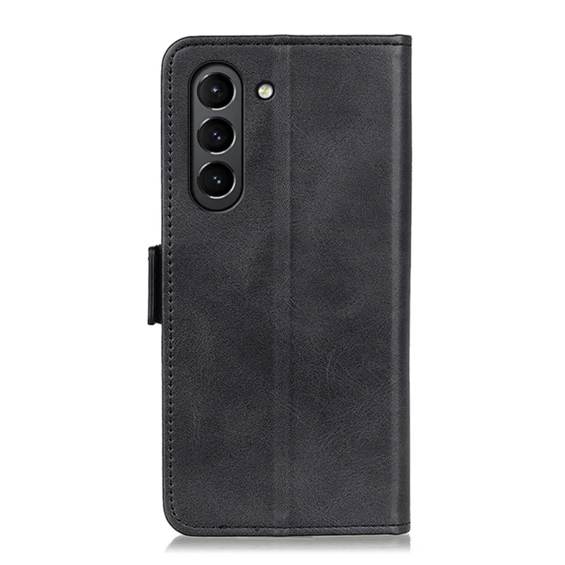 Magnetic Double Clasp PU Leather Protective Wallet Case for Samsung Galaxy S21 FE - Black