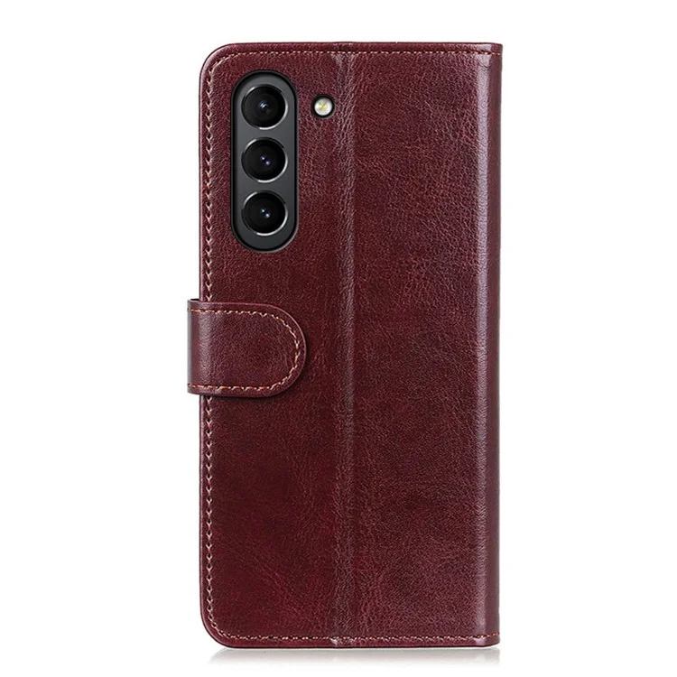 Telefono Cellulare Crazy Horse Textured Protective Case Wortet Stand In Pelle SHETH Per Samsung Galaxy S21 FE - Marrone