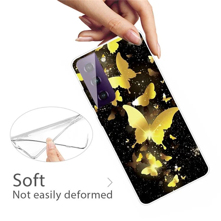 Impression de Motif TPU Téléphone Back Cover Cover Pour Samsung Galaxy S21 fe - Papillon or