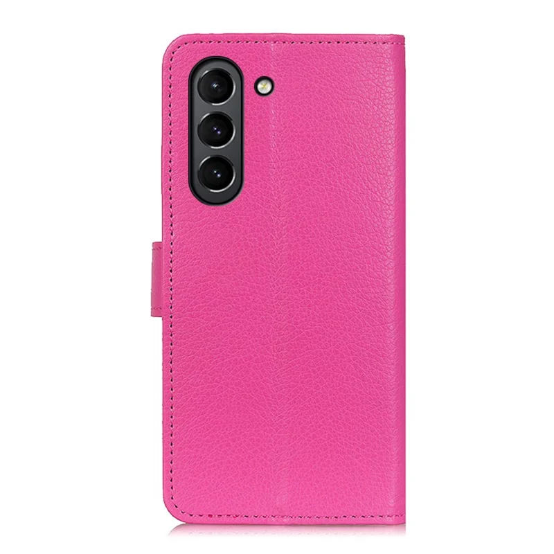 Carteira Classic Litchi Texture PU Leather Phone Stand Case para Samsung Galaxy S21 FE - Rose