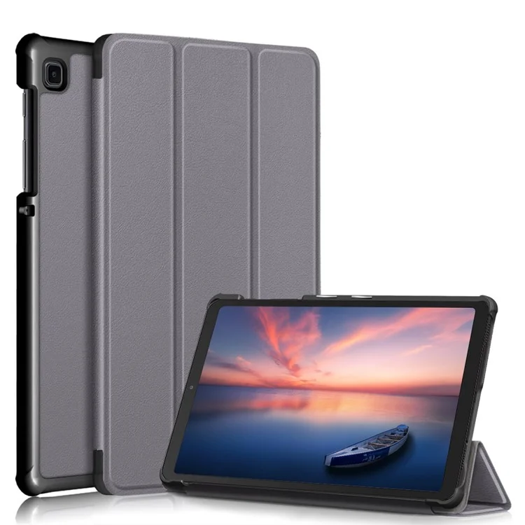 Tri-fold Leather Stand Case for Samsung Galaxy Tab A7 Lite T220/T225 8.7-Inch - Grey