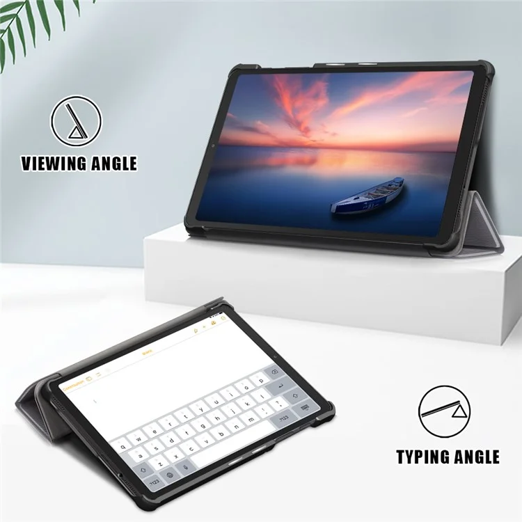 Capa Suporte de Couro Tri-fold para Samsung Galaxy Tab A7 Lite T220/T225 8.7 Polegadas - Cinza