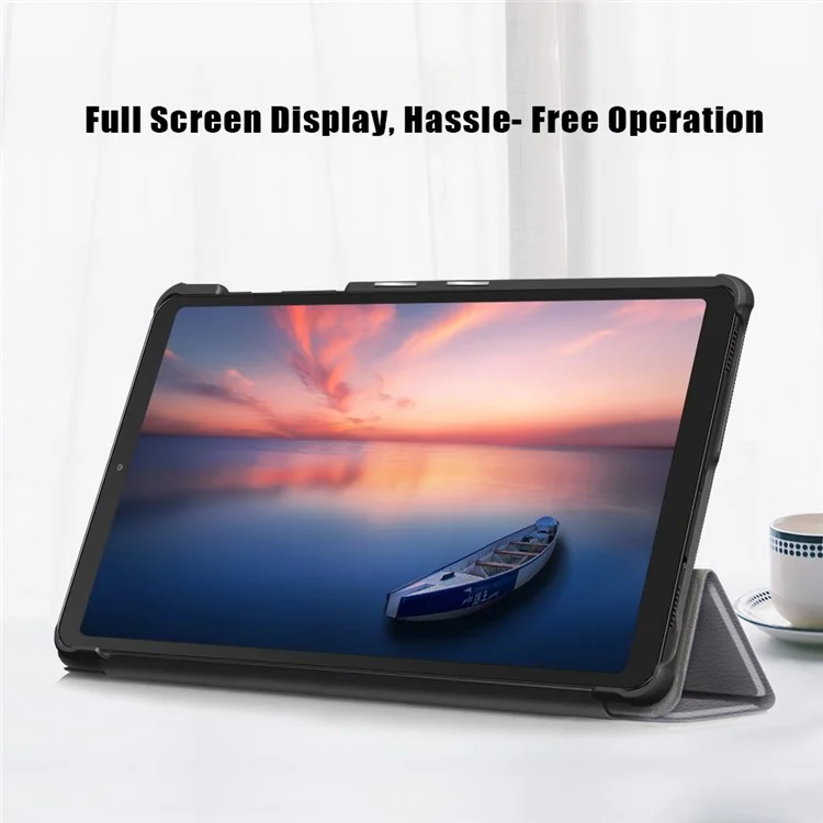 Capa Suporte de Couro Tri-fold para Samsung Galaxy Tab A7 Lite T220/T225 8.7 Polegadas - Cinza